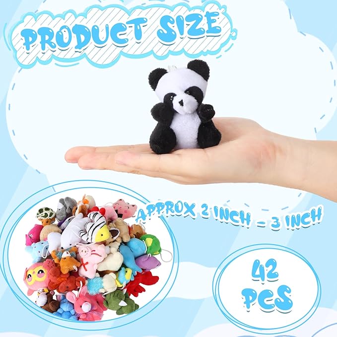 Sumind 42 Pcs Mini Stuffed Animals Toys Set Small Plush Keychain Decorations for Teacher Student Award, Carnival Prizes, Goodie Bags Filler, Christmas Valentine Easter Party Favors(Rich Style)