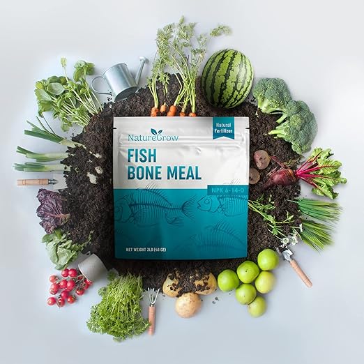 Fish Bone Meal Fertilizer-6-14-0 Natural Plant Food Source of Nitrogen and Phosphorus for Organic Gardening (24LB)