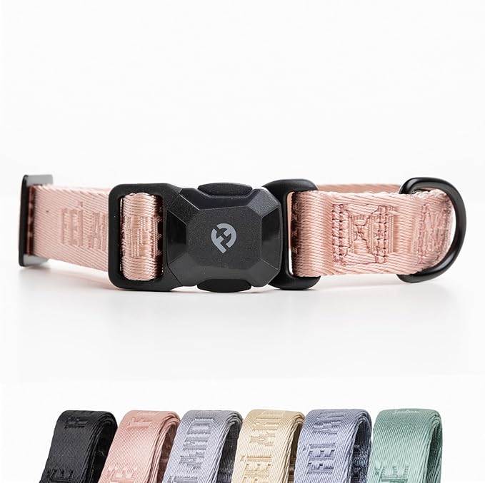 2025 New Edition, Fei & Eve MagEase Dog Collar - Patented Magnetic Buckles | Fur-Safe | Premium 210D Nylon | 450LB Escape-Proof | Adjustable Fit | Medium (Blush)