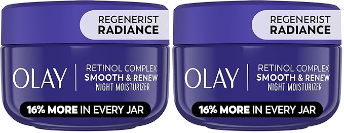 Olay Regenerist Radiance Retinol Face Moisturizer: Smooth & Renew Cream for Women - Fragrance-Free,Anti-Aging,Anti-Wrinkle,Tightening & Brightening - 2 Oz,(Pack of 2)