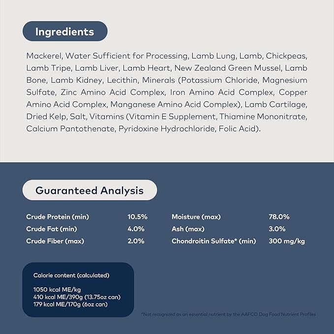 ZIWI Peak Canned Wet Dog Food – All Natural, High Protein, Grain Free, Limited Ingredient, with Superfoods (Mackerel & Lamb, Case of 12, 6oz Cans)