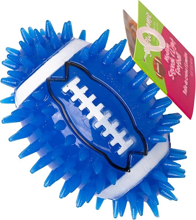 Gnawsome 4.5" Spiky Squeak & Light Football for Dogs - Durable, Rubber Bouncy Puppy Fetch & Chew Toy for Your Pet, Colors Will Vary for All Breed Sizes