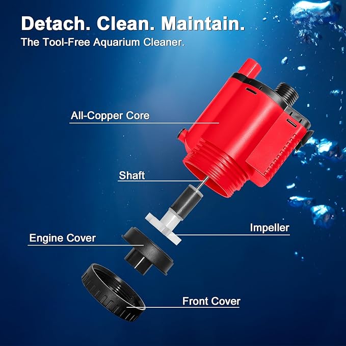 Electric Aquarium Gravel Cleaner Vacuum, Removable Water Changer, Automatic Changer with Multi-Function Nozzles, Strong Suction for Fish Tank Sand Cleaning, Water Changing and Waste Removal