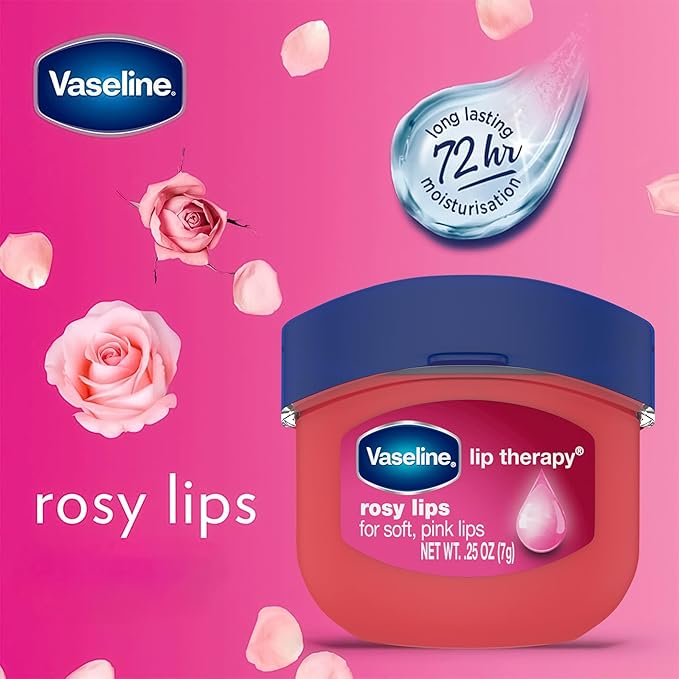 Vaseline Lip Therapy Rosy Lips Mini 12-Pack – Rose-Tinted Lip Balm, Moisturizer for Soft, Pink Lips, 0.25 Oz Ea