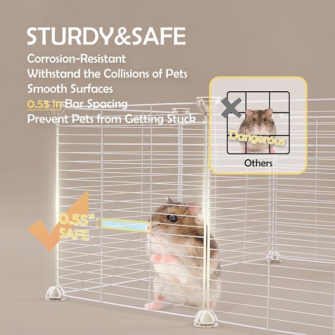 MEEXPAWS Guinea Pig Rabbit Cages Small Animal Playpen with Waterproof PVC Liner and Washable Pee Pad, C&C Cage for Guinea Pigs,Bunny,Kitten, Hedgehog,Hamsters,Ferret Indoor Enclosure Wire Yard Playpen