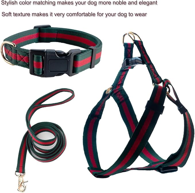 Premium and Stylish Dog Collar Harness and Leash,Soft Comfortable，Chest Adjustable Pet Harness,Luxury Fashion Dog Harness Leashes Set Gift for Medium Dogs