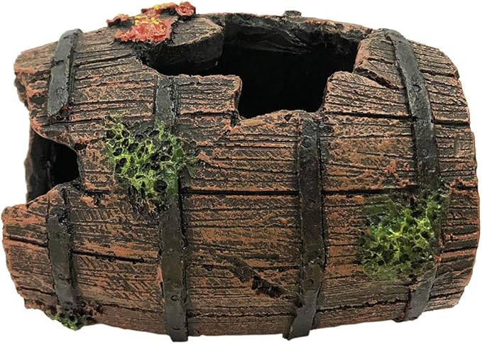 SLOCME Aquarium Broken Barrel Decorations - Betta Cave Hideout Wood Trunk Log for Fish Tank