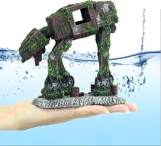 Aquarium Ornament, Resin Robot Dog Fish Tank Decoration Betta Fish Hide Cave, Fish Tank Aquarium Accessories for Betta Shrimp Turtle