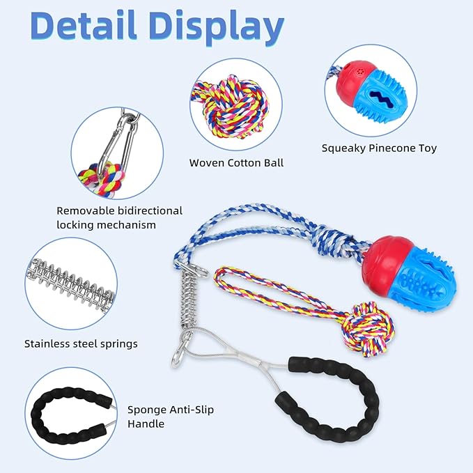 2pcs Dog Tug Toy with Handle - Indestructible Interactive Toy for Aggressive Chewers,Sound Dog Rope Training Toys for Medium & Small Dogs to Keep Them Busy,Red