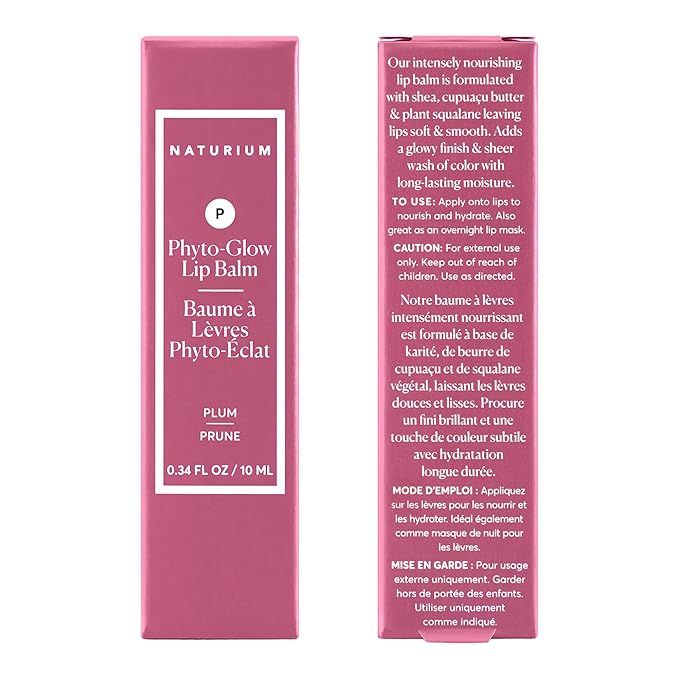 Naturium Phyto-Glow Lip Balm, Hydrating Lip Care with a Glossy Finish, 0.34 oz Plum