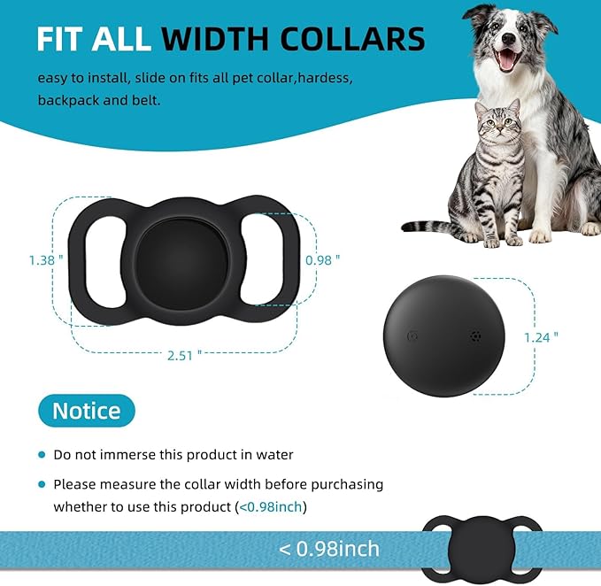 Android Dog Tracker Collar (1 Pack), Mini Bluetooth Tracker, Smart Pet Location Tracker, No Subscription, Tracker Cat Collar Certified Finder, Anti-Lost, Finder Tag for Vehicles, Pets, Kids, Items