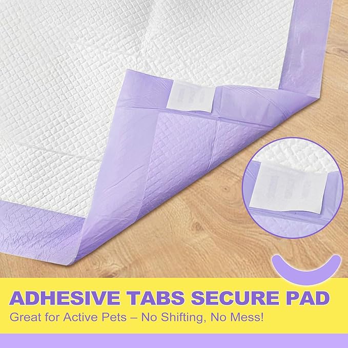 MIZOK Dog Pads Extra Large 28x44in, XXL Potty Pads for Dogs, Keeps Fresh & Clean, Ultra Absorbent Up to 12 Cups, 6 Layers Leak-Proof, Purple Lavender Color (30 Counts)