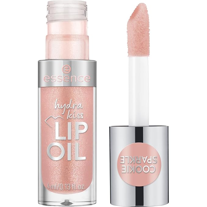 essence | Hydra Kiss Lip Oil |Intense Hydration & Glossy Finish | Infused with Hyaluronic Acid, Vitamin E & Jojoba Oil | Vegan & Cruelty Free (09 | Cookie Sparkle)