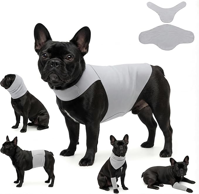 DAJIDALI® Modular Dog & Cat Anxiety Jacket, 2-Piece Calming Vest with Detachable Ear Hood, Silent Self-Adhesive Fabric, Thunder Relief & Post-Surgery Recovery Wrap