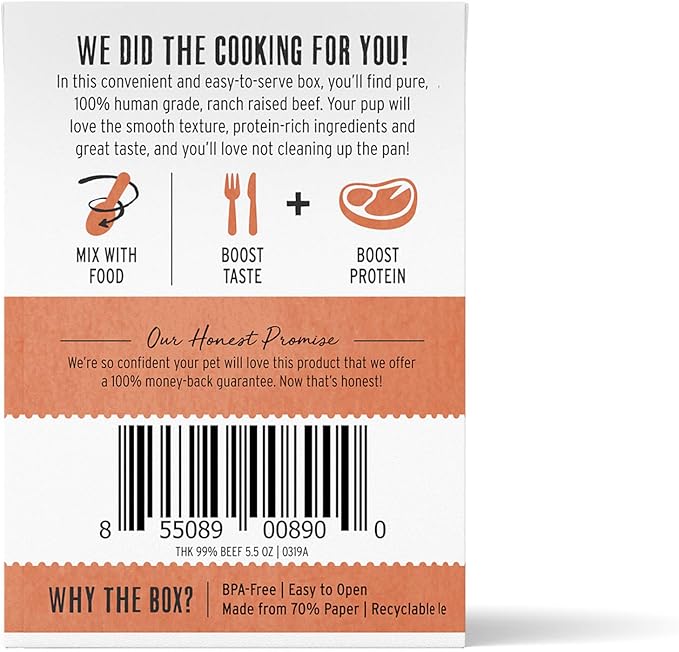 The Honest Kitchen Human Grade Meal Booster: 99% Beef Dog Food Topper, 5.5 oz (Pack of 12)