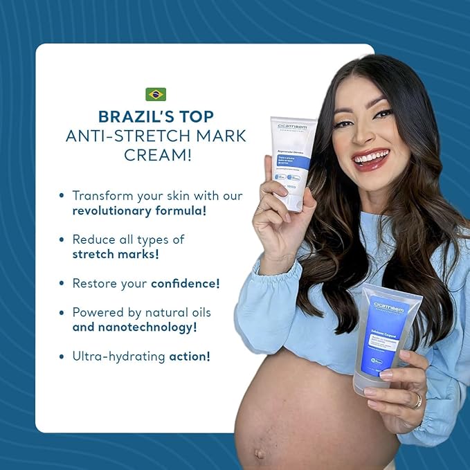 Cicatribem Stretch Mark Cream 150g – Dermal Regenerator, Body Moisturizer, Suitable for All Skin Types, Safe for Pregnant Women