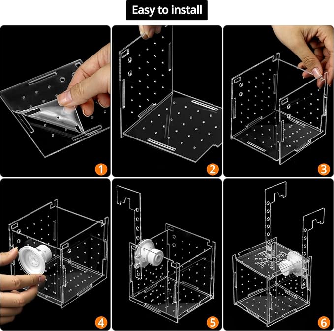 QWORK Acrylic Fish Breeding Isolation Box - Transparent Aquarium Incubator for Small Fishes Shrimp Clownfish Guppy, 3.9-inch