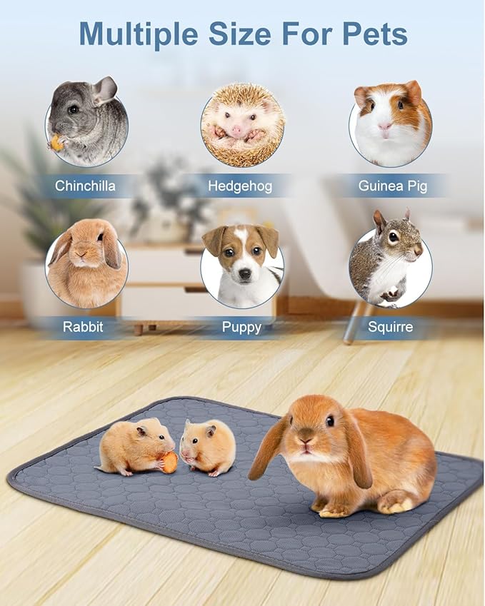 2 Pack 48" x 24" Guinea Pig Cage Liner, Washable Reusable Bedding, Waterproof Absorbent Pee Pad Non-Slip Mat for Small Animals, Rabbit, Hamster, Rat, Chinchilla