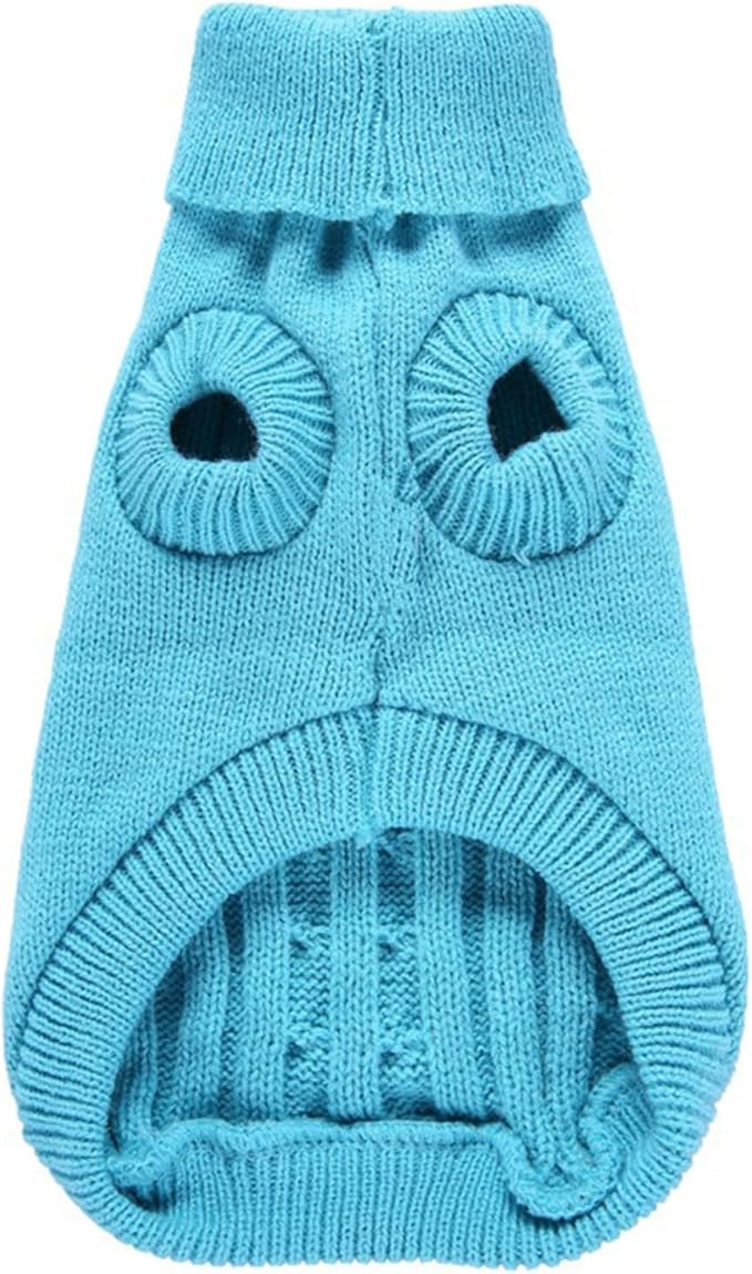 CHBORCHICEN Small Dog Sweaters Knitted Pet Cat Warm Dog Sweatshirt Winter Clothes Kitten Puppy Sweater (Medium,Sky Blue)