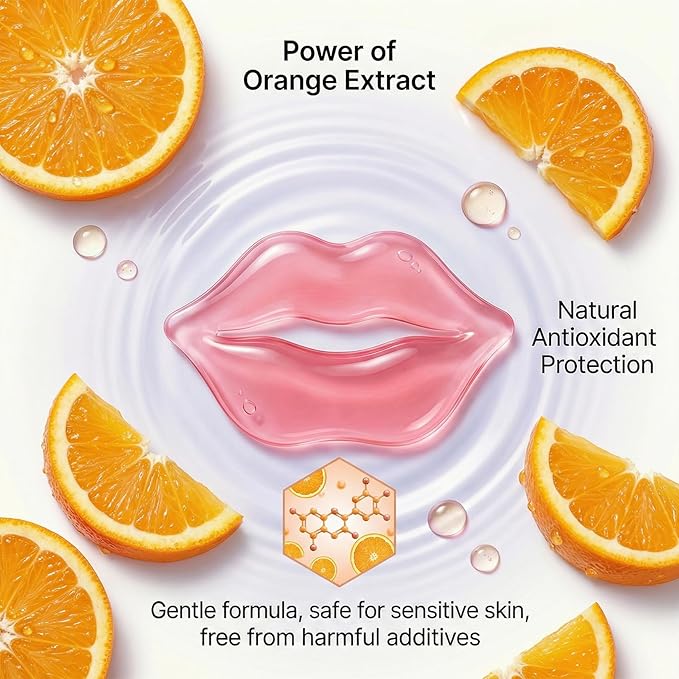 30PCS Moisturizing Lip Mask - Lip Patches for Spa Daily Labial Masks Skincare Hydrating to Reduce Wrinkles Dryness Anti-wrinkle Lightens (Orange)