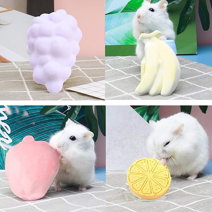 Tfwadmx Lava Block Chew Toys Teeth Grinding Pet Lava Block Calcium Stone for Chinchilla Hamster Mouse Squirrels and Small pet 4 Pack