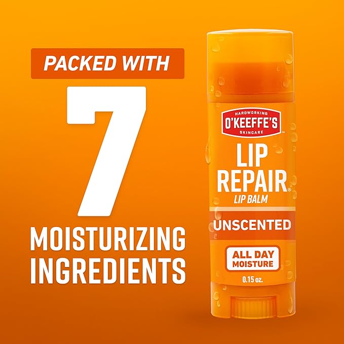 O'Keeffe's Lip Repair Unscented Lip Balm for Dry, Cracked Lips - Stick (3 Pack) - Moisturizer for Very Dry Lips