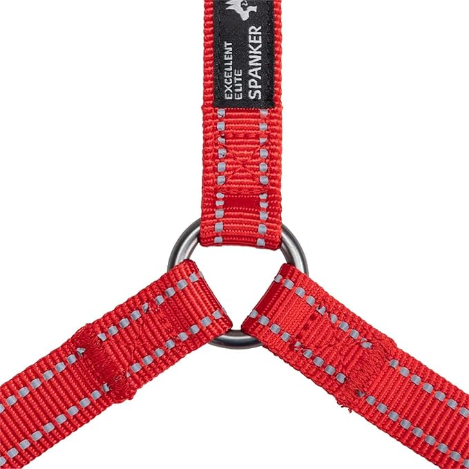 EXCELLENT ELITE SPANKER No Pull Dog Harness Reflective Nylon Vest L-Shaped Adjustable Easy Pet Harness for Small Medium Large Breeds Dogs Walking Training Black Red(Red-M)