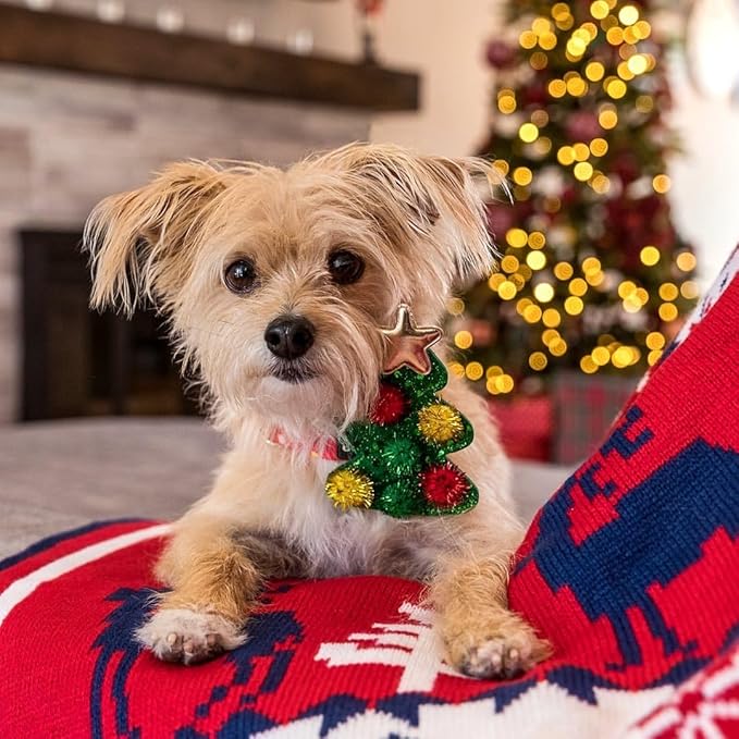 Blueberry Pet Polka Dots Christmas Dog Collar, Large, Adjustable 18"-26" Neck, Holiday Dog Collar with Bow for Large Dogs