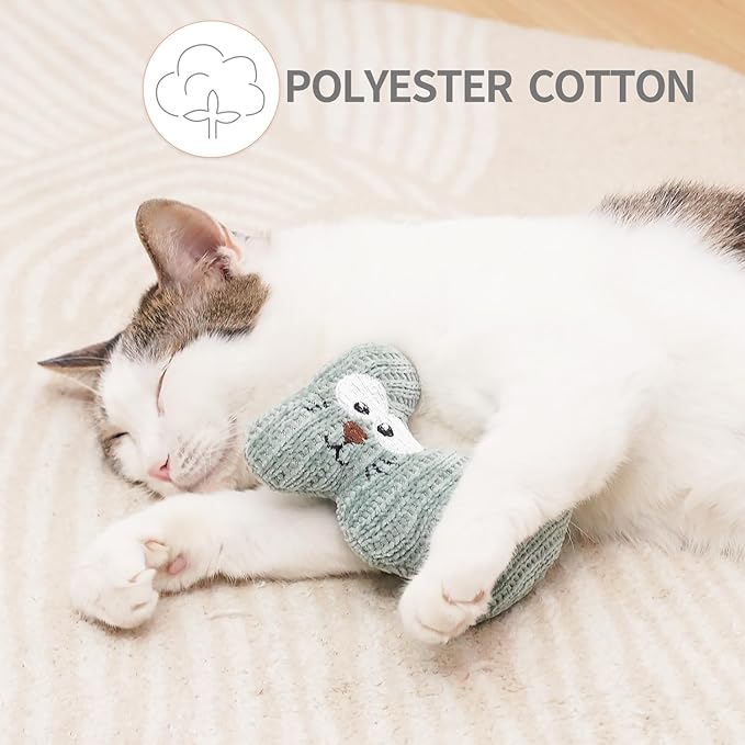 Catnip Toy for Cats & Kittens, 2Pcs Plush Rope Cat Chew Toy with Bell, Bite Resistant Catnip Toys Cat Teething Toy (Animal Shapes)