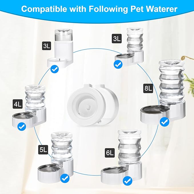 4 Pack Replacement Filters for 3L/3.6L/4.6L/6L/8L Gravity Dog/Pet Water Dispenser, Dog Water Filter Replacement, Triple Filtration Pet Fountain Filter, Water Feeder Filter for Cat and Dog
