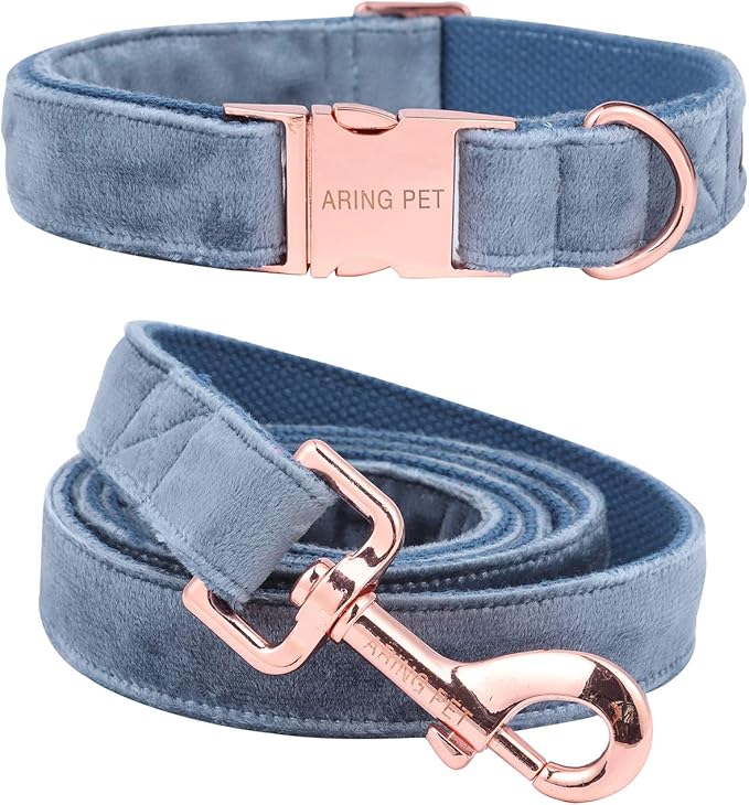 ARING PET Dog Collar and Leash, Velvet Dog Collar and Leash Set, Soft & Comfy, Adjustable Collars for Dogs