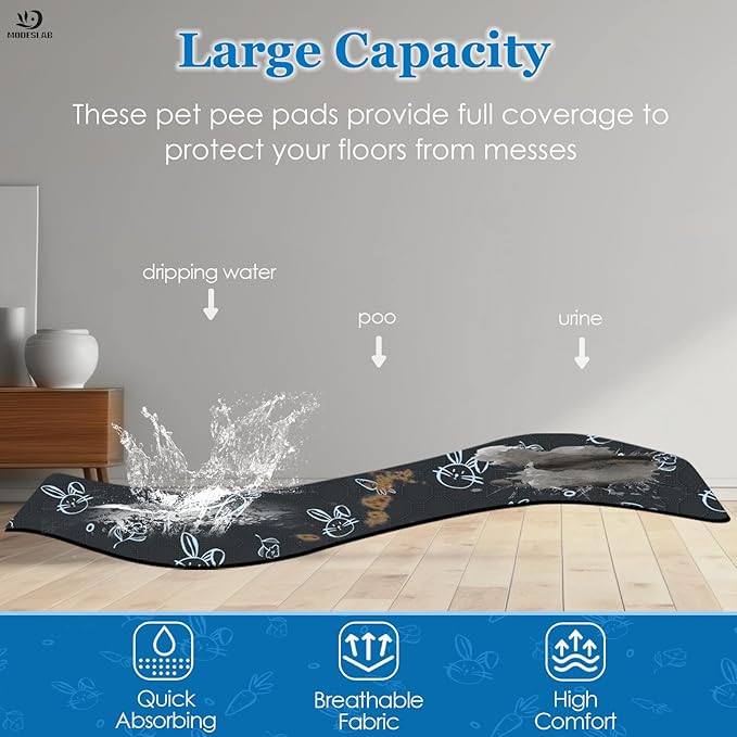 2-Pack Guinea Pig Cage Liner Washable, 28in x 56in Ultra-Absorbent Guinea Pig Bedding for Cage Non-Slip Leak-Proof Pee Pads for Dogs Rabbit Bunny Cat Litter Mat, Navy