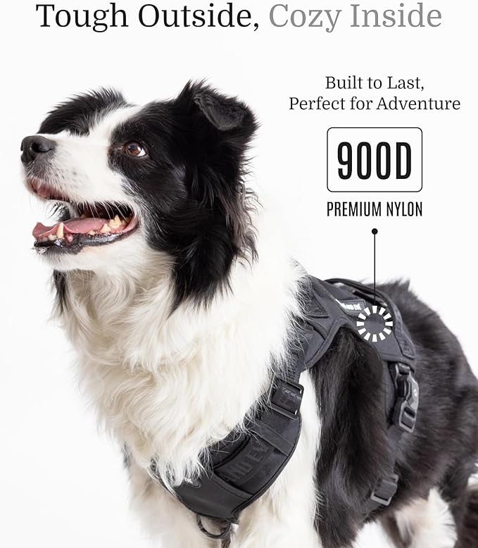 2025 New Edition, Fei & Eve Classic Dog Harness - Quick-Release Buckles | 3-Point No-Pull Control | Heavy-Duty 900D Nylon | Dual Safety Handles | Breathable Mesh | Adjustable Fit | Small,Black