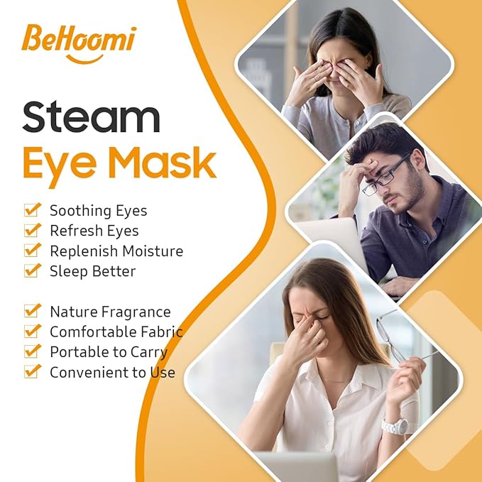 Steam Eye Mask, 10Packs Heated Eye Mask, Self Heating Disposable SPA Warm Compress for Eyes Sleep Mask, Travel Essentials & Relaxation Gifts, Valentine's Day Gifts (Orange Scent)