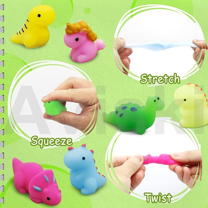 30PCS Mochi Squishy Toys, Mini Kawaii Dinosaur Squishies Soft Fidget Toys Stress Squeeze Toys Party Bags Filler for Boys Girls Birthday Gifts