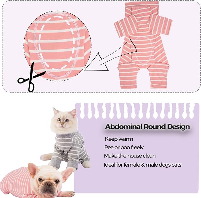 Dog Surgery Recovery Suit - Puppy Cat Onesie for Shedding Skin Disease Wound Protection, Medical Pet Surgical Suit w/Long Sleeve, Dog Pajamas (Pink, Medium)