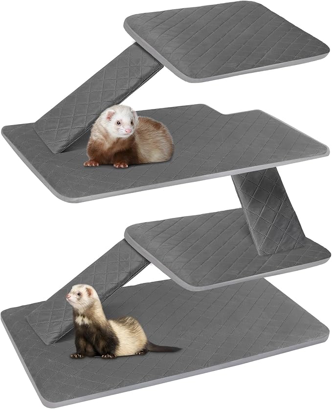 Bienbee Ferret Cage Liner Set, Waterproof Ferrets Cage Accessories for Small Animals Rats Chinchillas Hedgehogs Ferrets(Gray, Double Unit Combo)