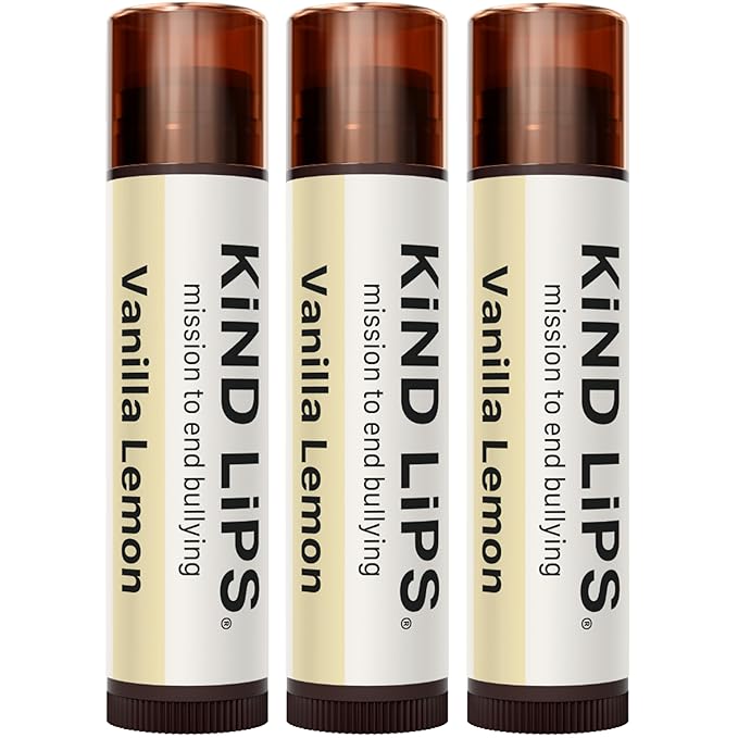 Kind Lips Vanilla Lemon Organic Lip Balm Natural Moisturizing Lip Care 3 Pack