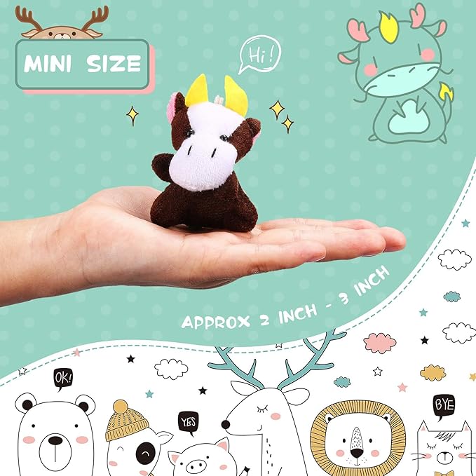 Sumind 42 Pcs Mini Stuffed Animals Toys Set Small Plush Keychain Decorations for Teacher Student Award, Carnival Prizes, Goodie Bags Filler, Christmas Valentine Easter Party Favors(Cute Style)