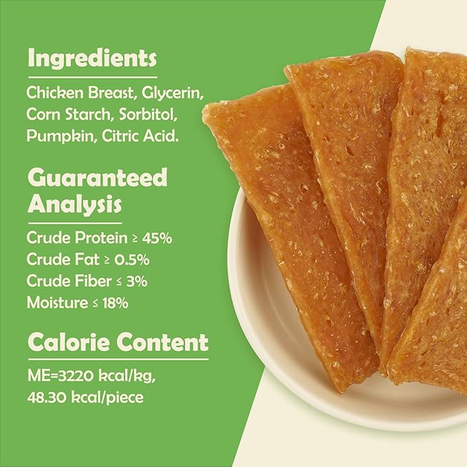MON2SUN Dog Treats Chicken Jerky Pumpkin Flavor, Rawhide-Free, Gluten-Free, Healthy Jerky Snacks for Small Dogs, 10.6 oz