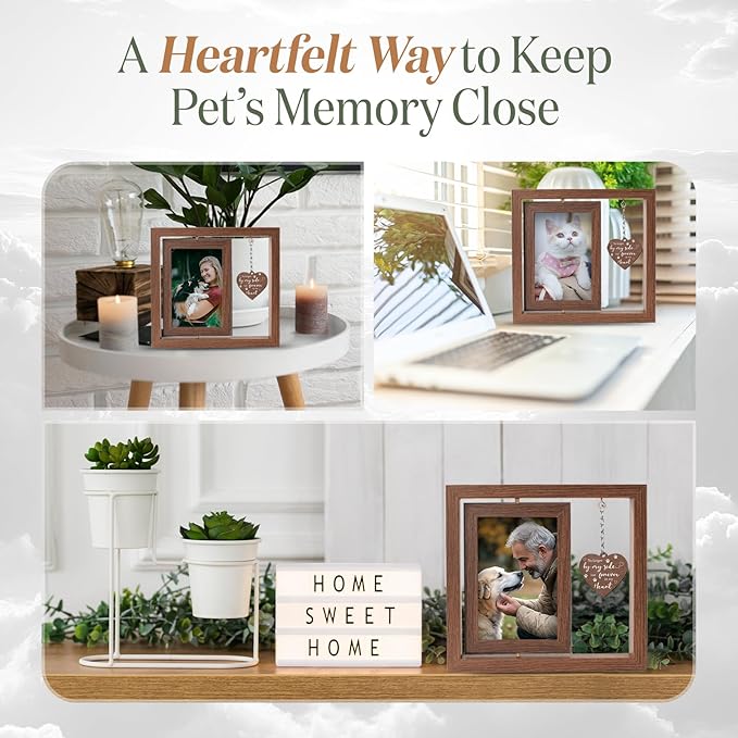 4×6 Pet Memorial Photo Frame – Keepsake Remembrance Sympathy Gift for Loss of Dog or Cat – No Longer By My Side But Forever In My Heart – Loving Memory Picture Frame for Pets