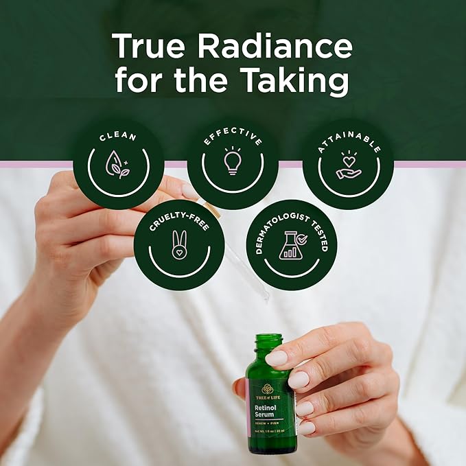 Tree of Life Beauty Retinol Serum, Skin Smoothing Face Oil for Dark and Age Spots and Fine Lines, Facial Serums for Dry and Sensitive Skin Care with Hyaluronic Acid for Soft Skin, 2 Fl Oz (pack of 2)