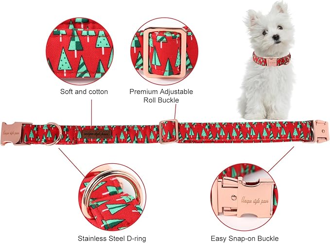 Unique style paws Dog Collar Metal Buckle Puppy Collar for Winter Christmas Tree for Small Medium Large Boys Girls Dogs