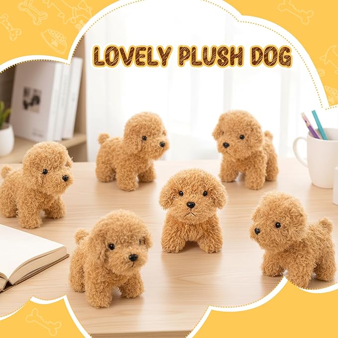 Sosation 100 Pcs 4.72 Inch Mini Puppy Stuffed Animal Adopt a Puppy Favors Small Push Dogs Bulk Valentines Party Gifts for Kids Birthday Easter Fillers Carnival Prize (Cute,Light Brown)