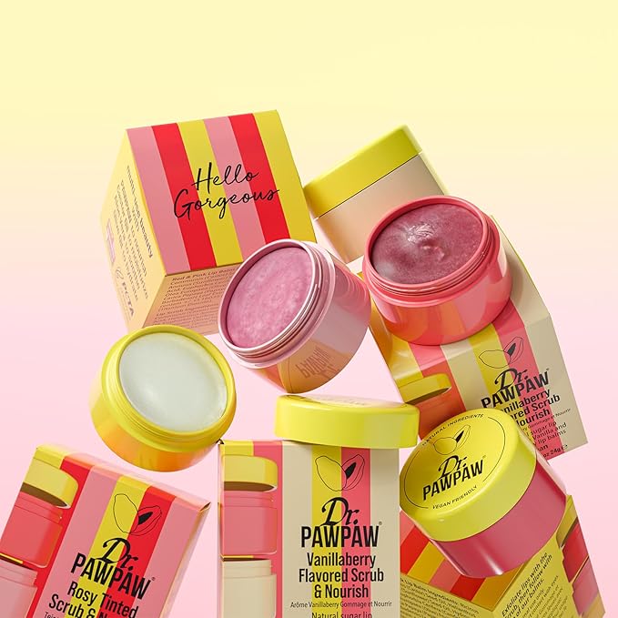 Dr. PawPaw Scrub and Nourish - Vanillaberry - Lip Scrub and Natural Lip Balm Duo - Gluten Free Care to Exfoliate, Moisturize and Nourish - 0.8 oz (Pack of 2)