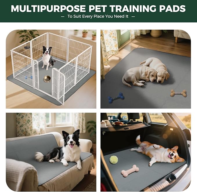 FXW Washable Pee Pads for Dogs, Puppy Pads with Super Absorbent, Specifically Designed for FXW Rollick/Homeplus 24inch 8 Panels Dog Playpen, 63" Square, Gray, 1 Pack