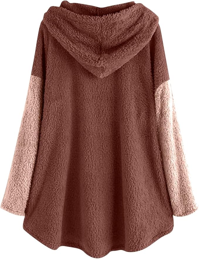 Akivide Women's Oversized Zip Up Sherpa Hoodie Fuzzy Fleece Jacket Cat Kitty Print Lightweight Faux Shearling A Line Coat