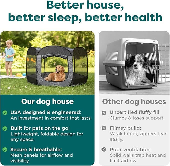 FurHaven Portable Pet Playpen for Dogs & Cats, Extra Large Indoor Kitten Playpen with Mesh Sides, Foldable Dog Playpen for Small Dogs, Pop Up Travel Dog Pen, X-Large, Pet Crate with Mesh Sides, Navy