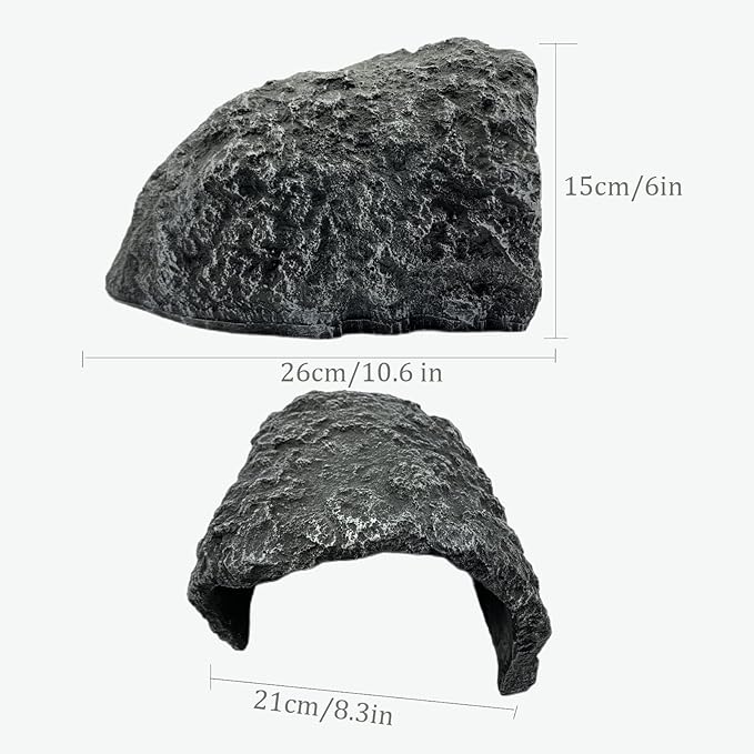 Large Reptile Habitat Hide Resin Snake Hides for Ball Pythons Reptile Hideout and Caves Bearded Dragon Hiding Simulation Rock Terrariums Hideout for Habitat Lizard Leopard Gecko Scorpions Frogs
