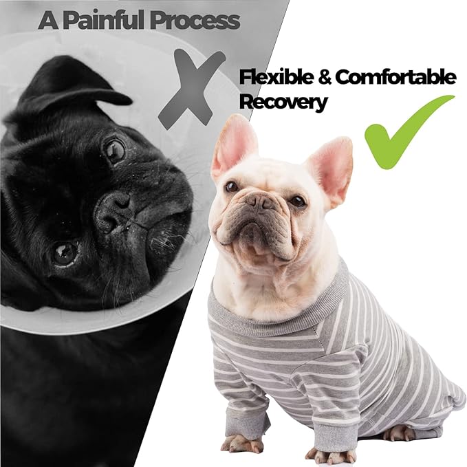 Dog Surgery Recovery Suit, Puppy Cat Onesie for Shedding Skin Disease Wound Protection, Medical Pet Surgical Suit w/Long Sleeve, Dog Pajamas (Grey, Small)